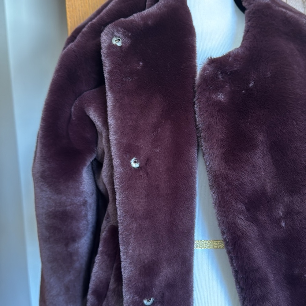Sanctuary Womens Faux Fur Cape Jacket Starry Night Formal Amethyst Purple XL - Picture 6 of 7